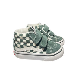 2022 VANS Checkered Green White SK8 Size 4 Toddler Skate Suede Sneakers Boys